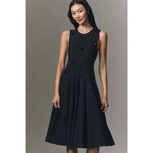 Maeve Embellished Fit and Flare Midi Dress Sleeveless Women's Size S Black